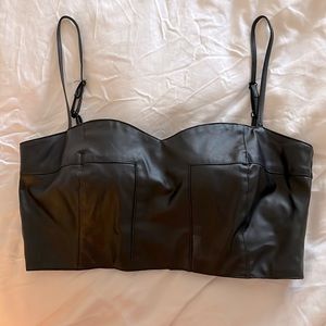 Topshop vegan leather corset crop top